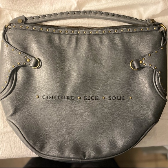 House of Dereon blue gray leather purse Beyoncé label - Picture 2 of 9